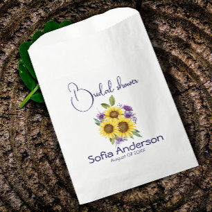 Yellow purple wildflower sunflower watercolor  favour bags