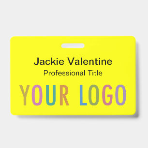 Yellow PVC Name Badge with Clip Lanyard or Reel ID Badge