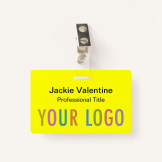 Yellow PVC Name Badge with Clip Lanyard or Reel ID Badge