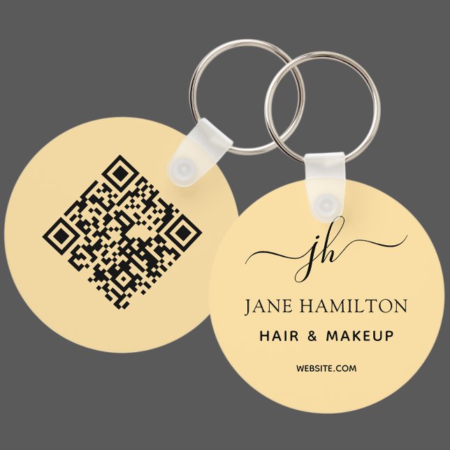 Yellow QR Code Promotional Business Key Ring (Creator Uploaded)