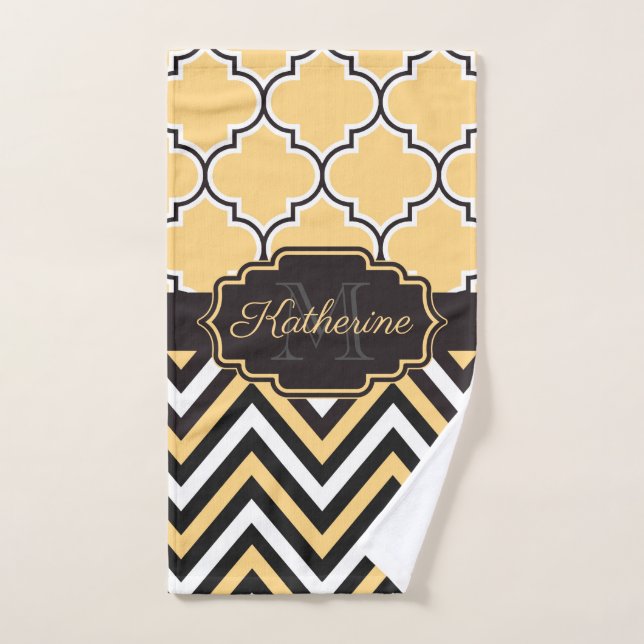 Yellow Quatrefoil Bath Towel Set (Hand Towel)