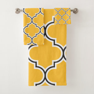 Yellow Quatrefoil Bath Towel Set