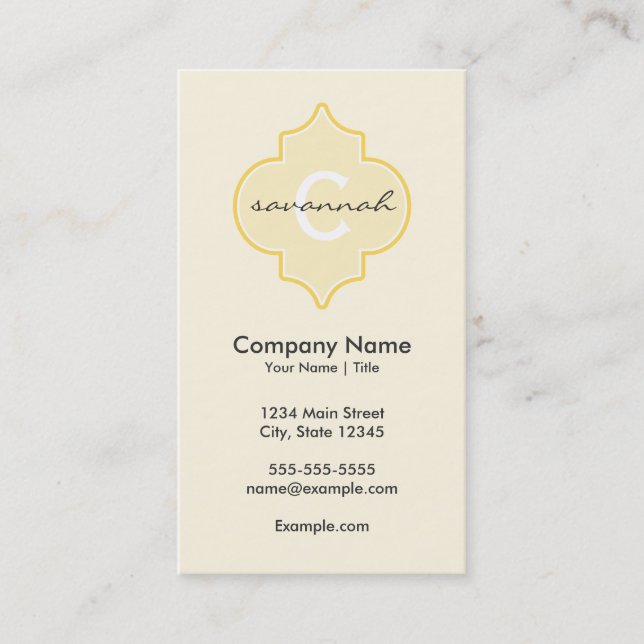 Yellow Quatrefoil Business Card (Front)
