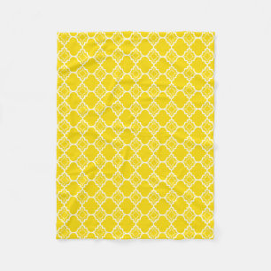 Yellow Quatrefoil Geometric Pattern Fleece Blanket