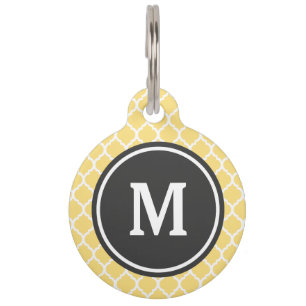 Yellow Quatrefoil Monogram Pet Tag