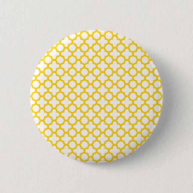 Yellow Quatrefoil Pattern 6 Cm Round Badge (Front)