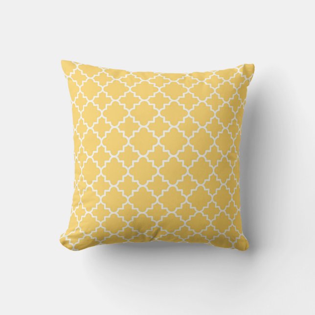 Yellow Quatrefoil Pattern Cushion (Front)