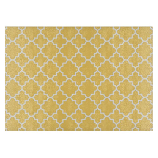 Yellow Quatrefoil Pattern Cutting Board (Front)