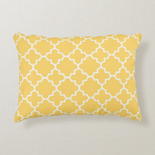 Yellow Quatrefoil Pattern Decorative Cushion