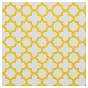 Yellow Quatrefoil Pattern Fabric
