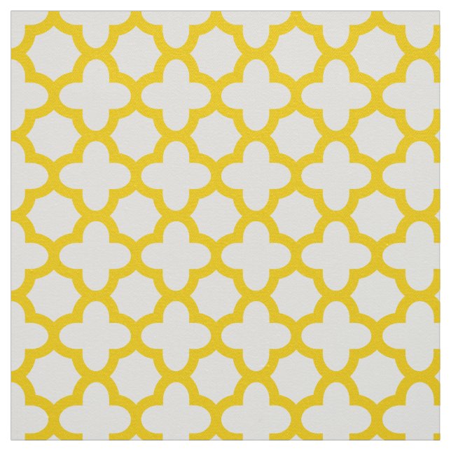 Yellow Quatrefoil Pattern Fabric (Swatch)