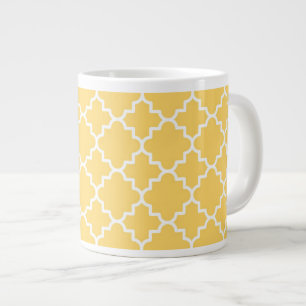 Yellow Quatrefoil Pattern Large Coffee Mug
