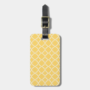 Yellow Quatrefoil Pattern Luggage Tag