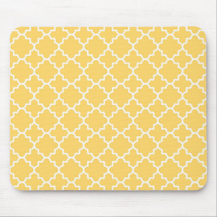 Yellow Quatrefoil Pattern Mouse Mat