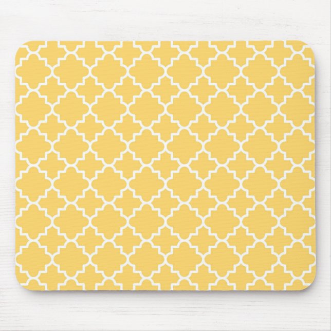 Yellow Quatrefoil Pattern Mouse Mat (Front)