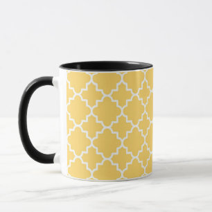 Yellow Quatrefoil Pattern Mug