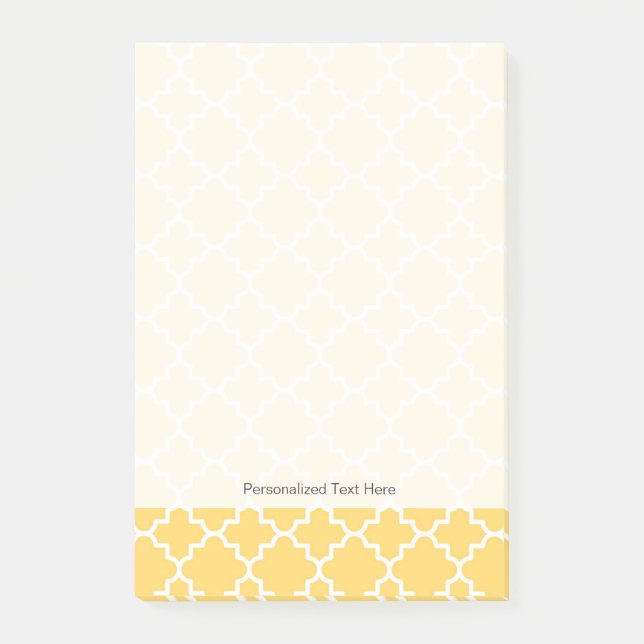 Yellow Quatrefoil Pattern Post-it Notes (Front)