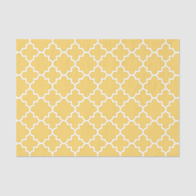 Yellow Quatrefoil Pattern Tissue Paper (Front)