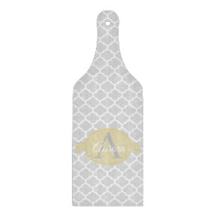 Yellow Quatrefoil Personalised Cutting Board