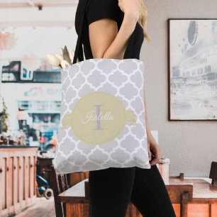 Yellow Quatrefoil Personalised Tote Bag