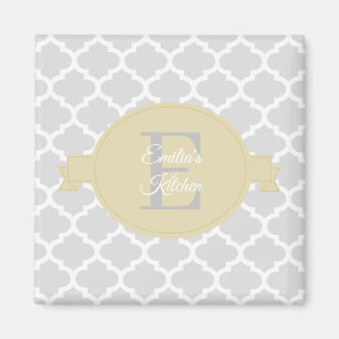 Yellow Quatrefoil Personalized Magnet