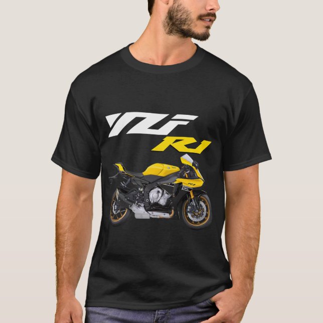 Yellow R1 Sportsbike Motorcyle T-Shirt (Front)
