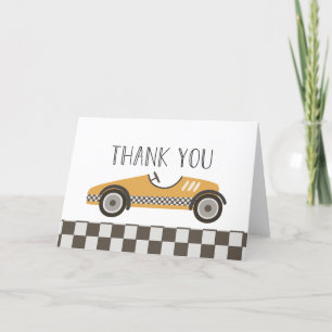 Yellow Race Car Baby Shower Thank You Card