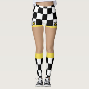 Yellow Race Car: Chequered Flag Leggings