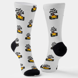Yellow Race Car - Chequered Flag Sports Socks