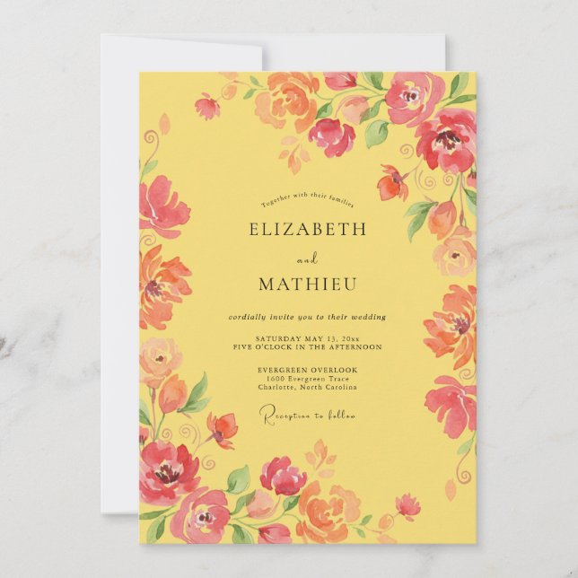 Yellow Radiant Summer Wedding Invitation (Front)