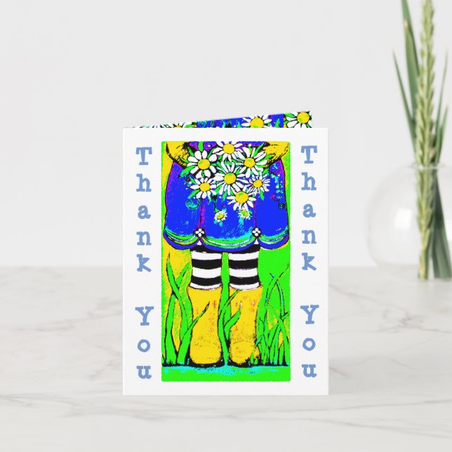 Yellow Rain Boots Daisies Springtime Thank you Car Card (Front)