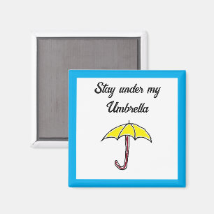 Yellow Rain or Sunny Day Umbrella Cartoon Magnet