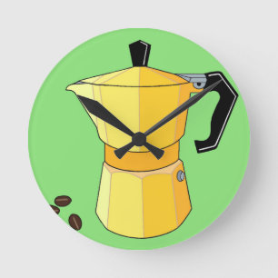 Yellow Rainbow Espresso Round Clock