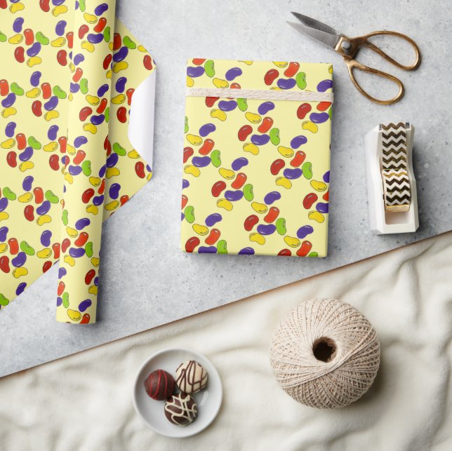 Yellow Rainbow Jelly Bean Easter Candy Print Wrapping Paper (Crafts)
