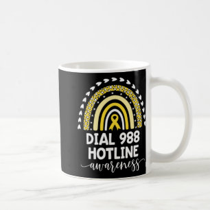 Yellow Rainbow Ribbon Love Suprt 988 Hotline Awa Coffee Mug