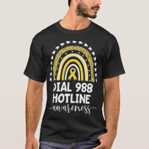 Yellow Rainbow Ribbon Love Suprt 988 Hotline Awa T-Shirt