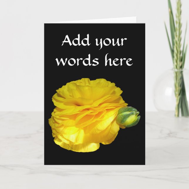 Yellow Ranunculus Holiday Card (Front)