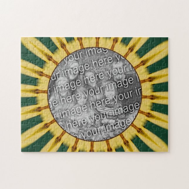 Yellow Rays Abstract Frame Create Your Own Photo Jigsaw Puzzle (Horizontal)