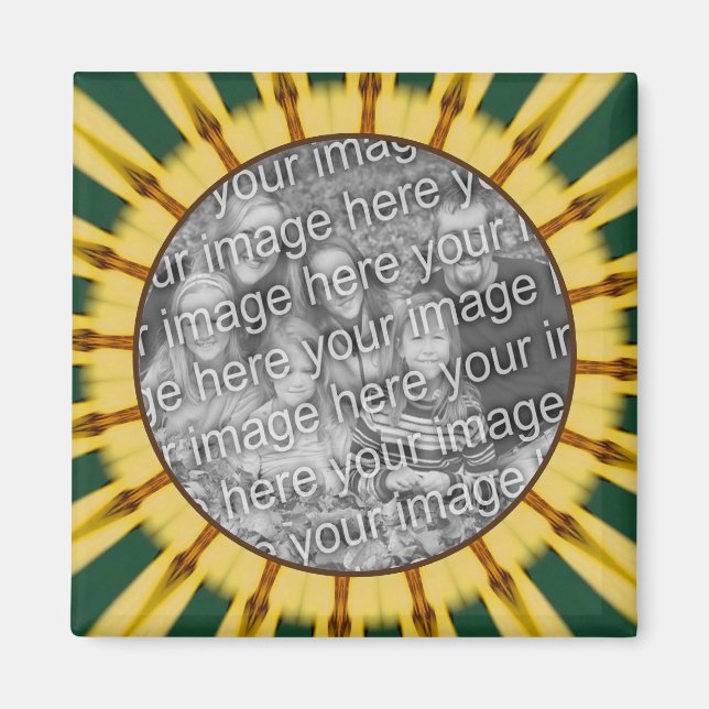 Yellow Rays Abstract Frame Create Your Own Photo Magnet (Front)