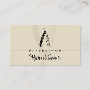 Yellow razor haircut grooming mobile barbershop business card