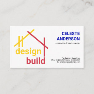 Yellow Red A-Frame Building Structure, Engineer Business Card