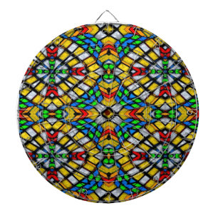 Yellow, Red and Blue Stained Glass Dartboard
