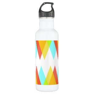 Yellow, red and cadet blue triangles 710 ml water bottle