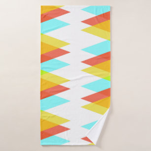 Yellow, red and cadet blue triangles bath towel