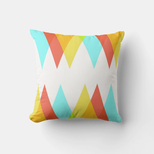 Yellow, red and cadet blue triangles cushion (Front)