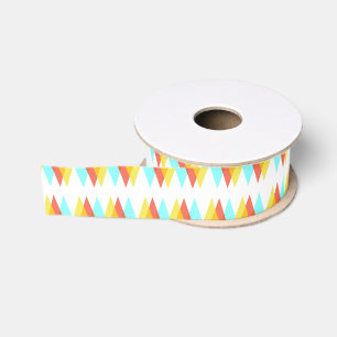 Yellow, red and cadet blue triangles grosgrain ribbon