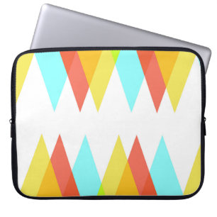 Yellow, red and cadet blue triangles laptop sleeve