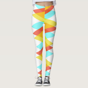 Yellow, red and cadet blue triangles leggings