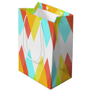 Yellow, red and cadet blue triangles medium gift bag