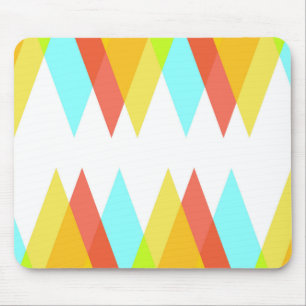 Yellow, red and cadet blue triangles mouse mat